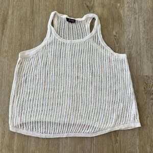 Womens ANA White Crochet Tank Top - PXL
